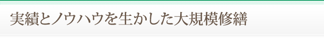 実績とノウハウを生かした大規模修繕